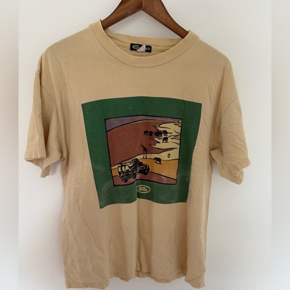 Land Rover Vintage beige safari shirt sleeved cotton t shirt